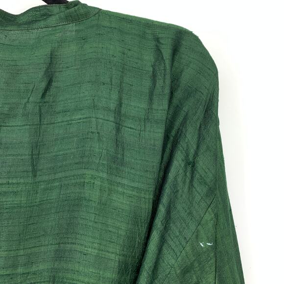 Unbranded 100% Silk Kimono Long Robe Womens One Size Dark Green NEW - Picture 3 of 6